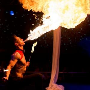 Spectacular fire show. Click for video.