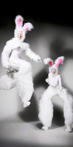 Bouncing stilt bunnies. Perfect for Easter. Please quote grli6.