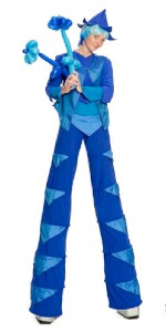 Blue Elf stiltwalking character. Please quote trpe4.