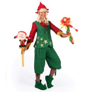 Christmas balloon modelling- elf with Santa balloon